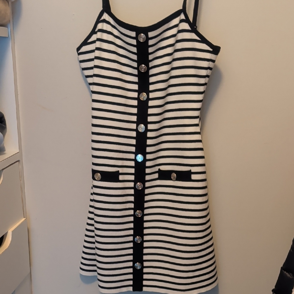 Maje Striped Black and White Mini Dress
